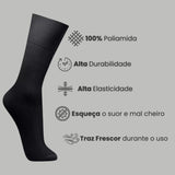 Kit 12 Pares de Meia Social | Preto, Cinza, Marrom Azul | Uso com ternos, roupas sociais e casuais.