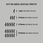 Kit 12 Pares de Meia Social | Preto, Cinza, Marrom Azul | Uso com ternos, roupas sociais e casuais.