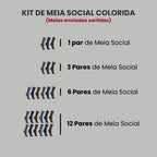 Kit 12 Pares de Meia Social | Preto, Cinza, Marrom Azul | Uso com ternos, roupas sociais e casuais.